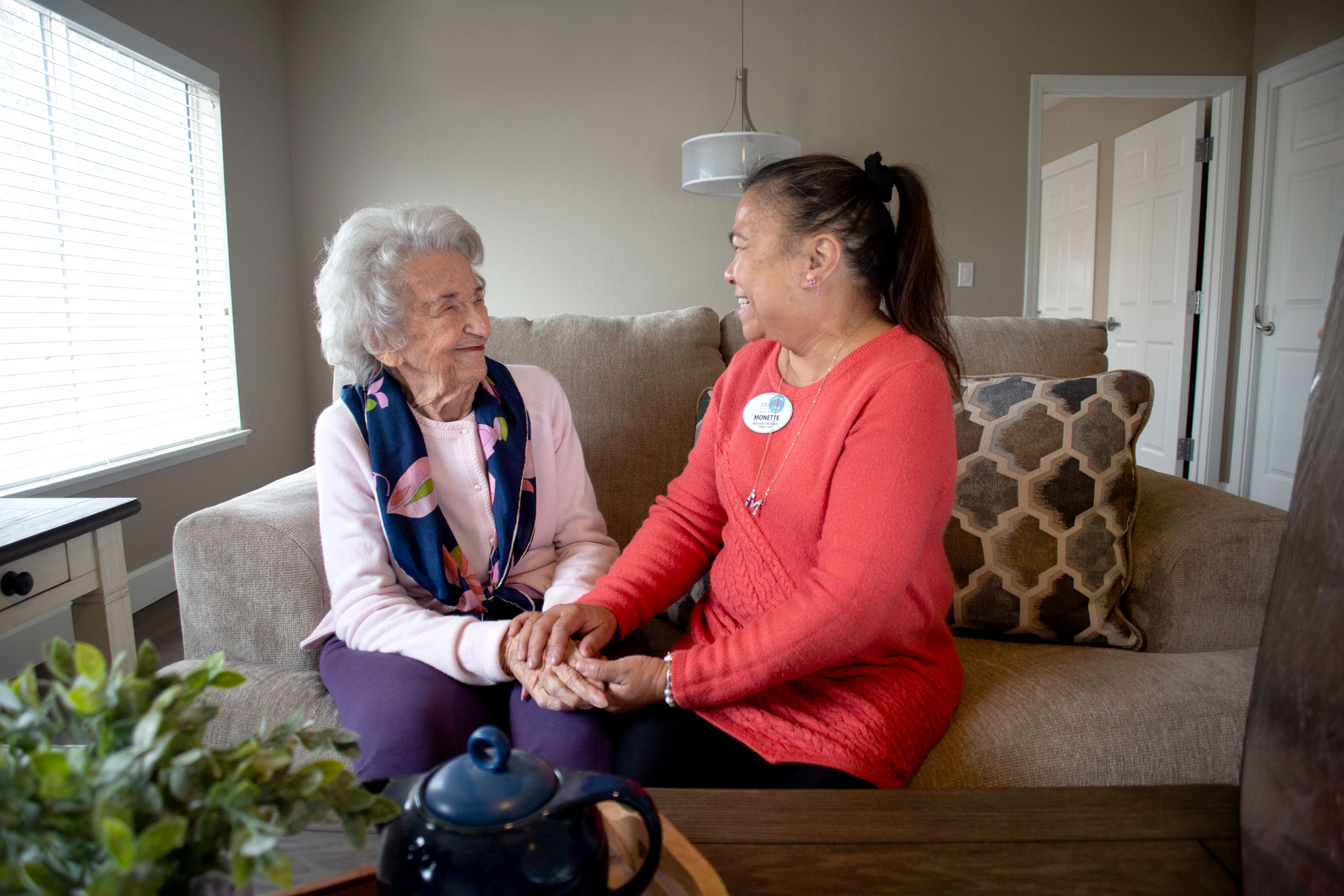 resident speaking with nurse